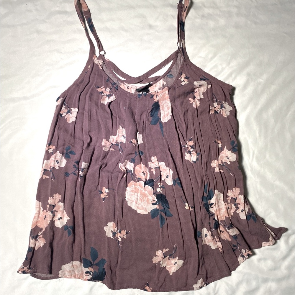 Size 00 torrid purple floral adjustable strap tank